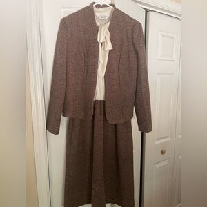 JC Penny Brown and Cream Suit Dress - Large
